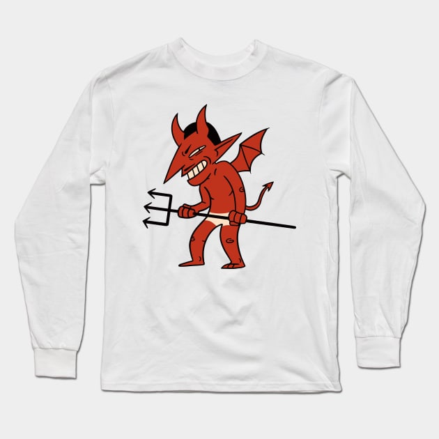 Cartoon Red Devil Long Sleeve T-Shirt by SzlagRPG